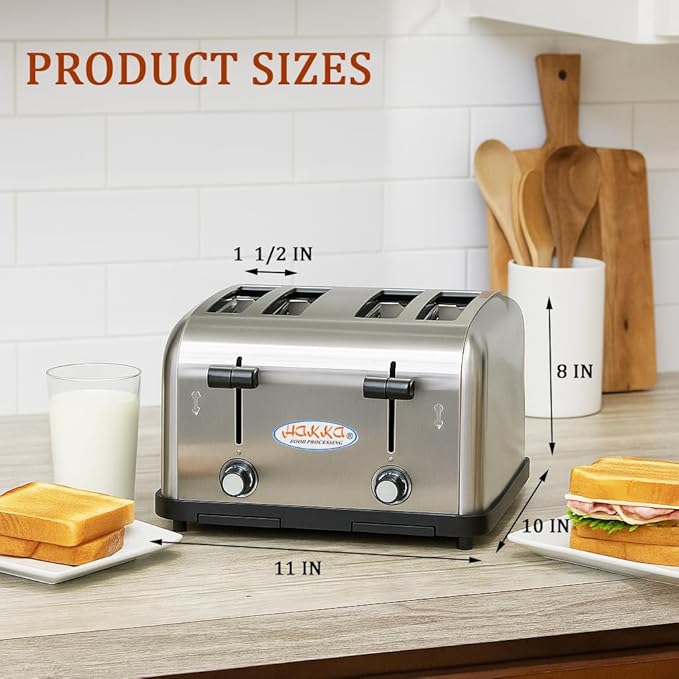 Hakka Toaster 4 Slice, Heavy-Duty Stainless Steel Toasters Commercial Toaster - Image 6