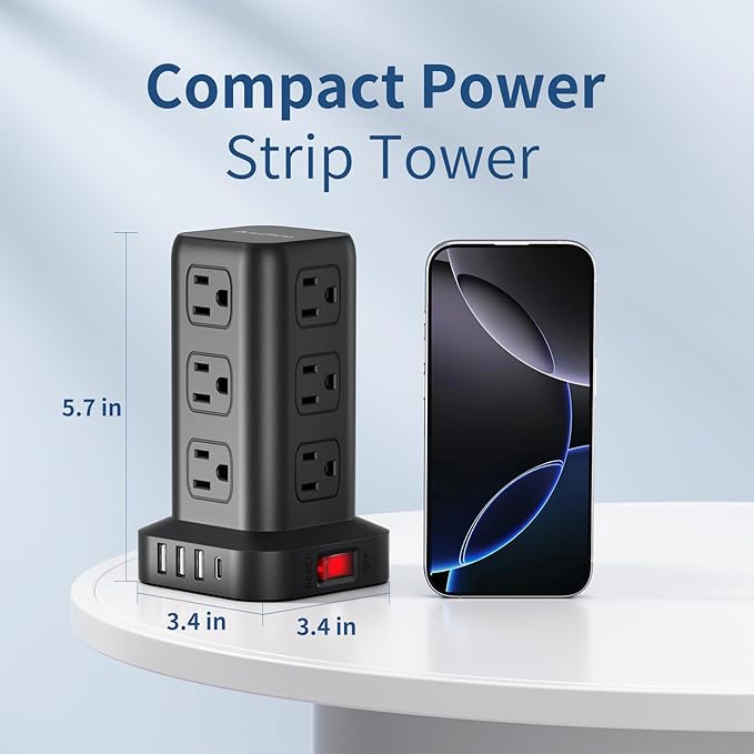 AnnTane Surge Protector Power Strip 6.5 FT Cord, Power Strip Tower - Image 5
