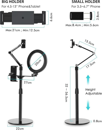 viozon 3-in-1 Selfie Desktop Live Stand, Height Adjustable/Overhead, Compatible - Image 5