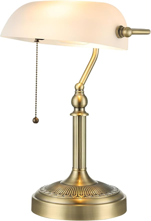 Newrays Traditional Glass Bankers Desk Lamp by Newrays