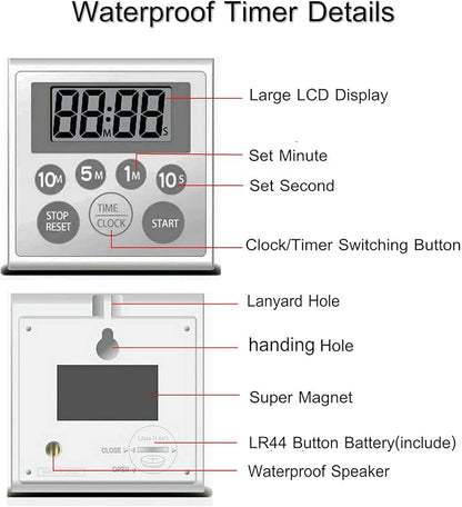 NUOSWEK Digital Timer Waterproof Shower Timer Shower Clock Bathroom Kitchen - Image 5
