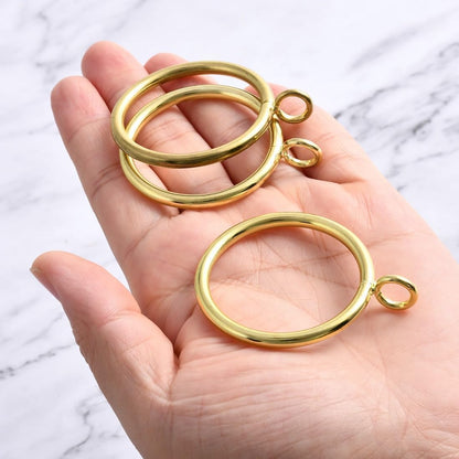 24Pcs 1.5-Inch Inner Diameter Metal Curtain Rings with Eyelets,Fits Up to 1 1/4-Inch Rod,4 mm Diameter Wire (Gold-24pcs)