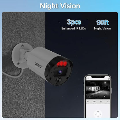 【130°Ultra Wide-Angle】 Outdoor Wired Security Camera System, Home Video - Image 7