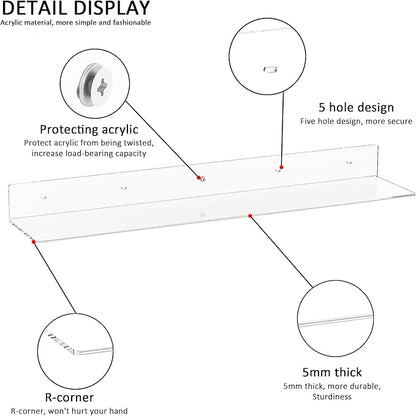 30 Inches Clear Long Floating Shelves - Image 4