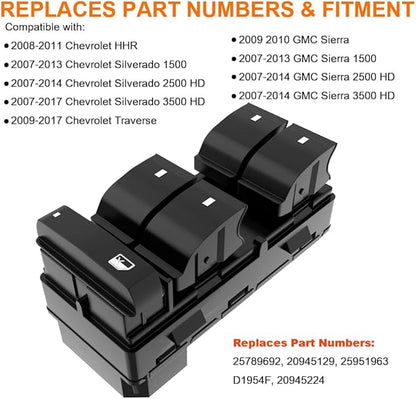 Power Window Master Control Switch Front Left Driver Side fit - Image 2