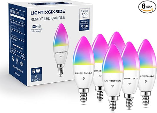 Lightinginside E12 Smart Light Bulbs 60W Equiv., Work by Lightinginside