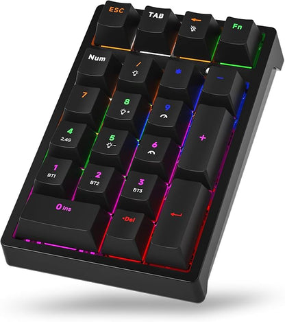 Wireless Numeric Keyboard, Mechanical Number Pad by JPHTEK