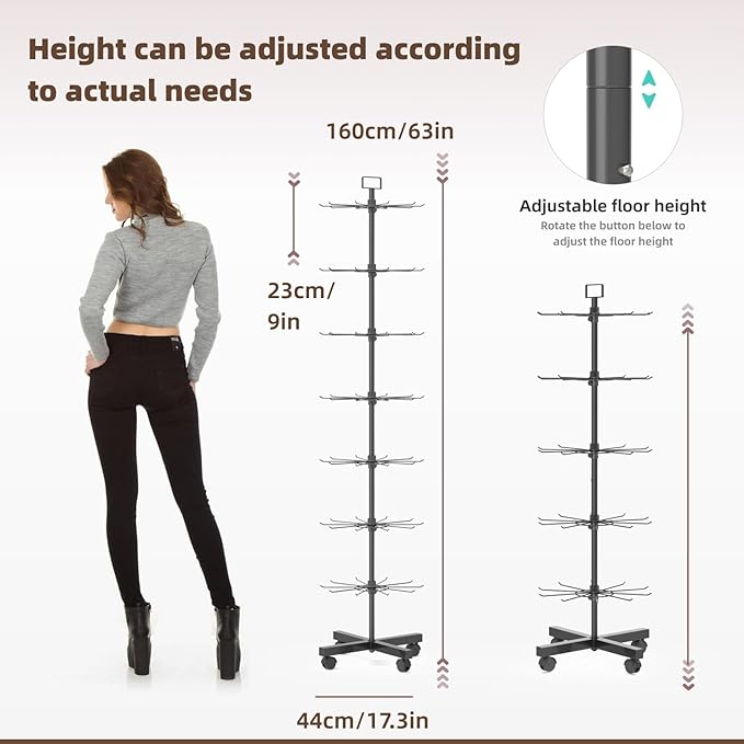 YEOOE Retail Display Racks 7 Tier Spinning Display Stand, Movable Shop Spinner - Image 2