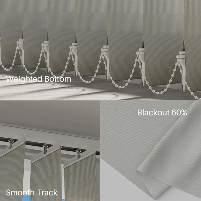 Blindify Motorized Vertical Blinds, Light Filtering Sliding Door Shades - Image 4