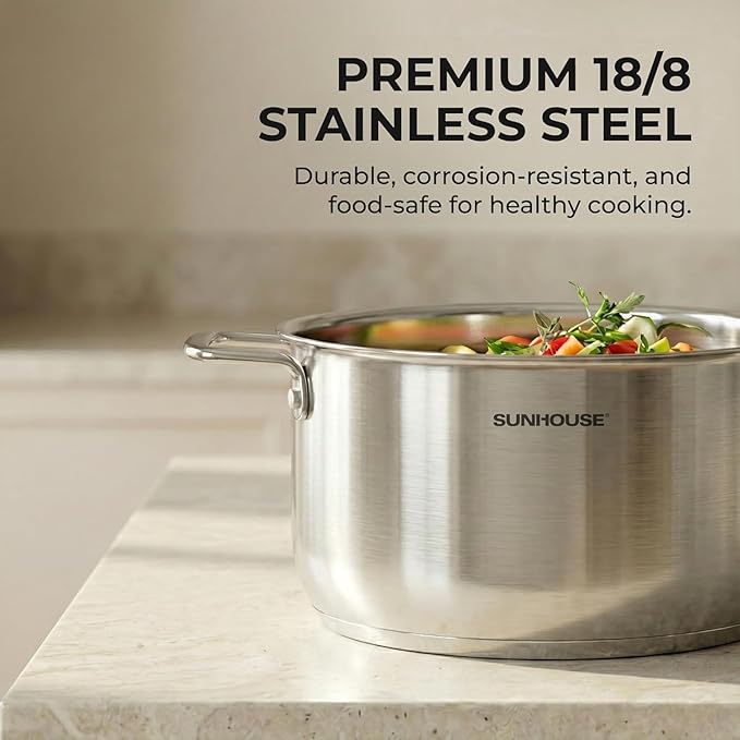 SUNHOUSE 18/8 Stainless Steel Stock Pot - Image 3