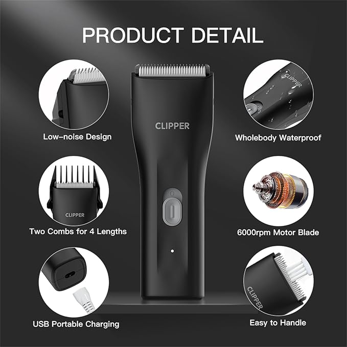 Prowerful Home Professional Dog Grooming Kit Clipper Low Noise USB Rechargeable - Image 2