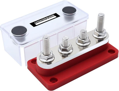 AMOMD 300A PowerBars 4 Terminal Studs M8 Nickel Plated Copper Distribution by AMOMD