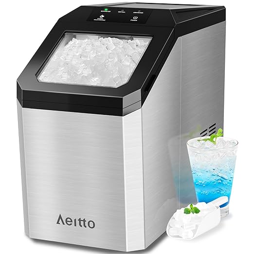 Aeitto Nugget Ice Maker Countertop, Rapid Ice Release in 5 Mins, Large Capacity by Aeitto