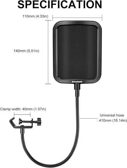 Aokeo Metal Pop Filter, Metal Mesh Layer Microphone Windscreen - Image 7