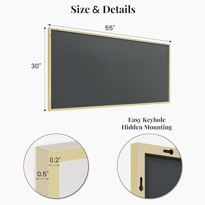 55"x30" Gold Bathroom Mirror, Metal Framed Vanity Mirror - Image 7