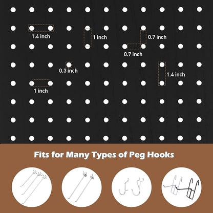 ECOMEX 4 Panel Room Divider, 5.6Ft Pegboard Display Wooden Room Divider Folding - Image 4