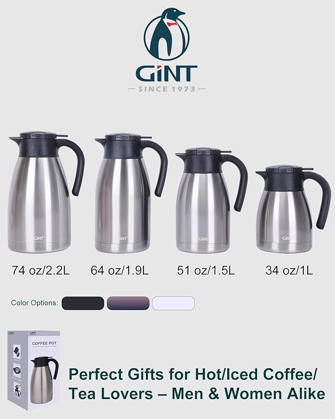 GiNT 51Oz Stainless Steel Thermal Coffee Carafe - Image 9