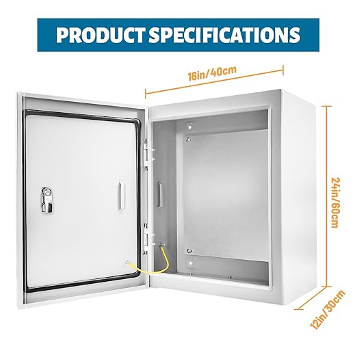 Outdoor Electrical Box 24 x 16 x 12''D NEMA 4X Enclosure Steel Box, Waterproof - Image 7