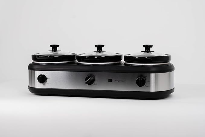 CULINARY CHEF, Triple Slow Cooker, Buffet Server 3 Pot, Food Warmer - Image 5