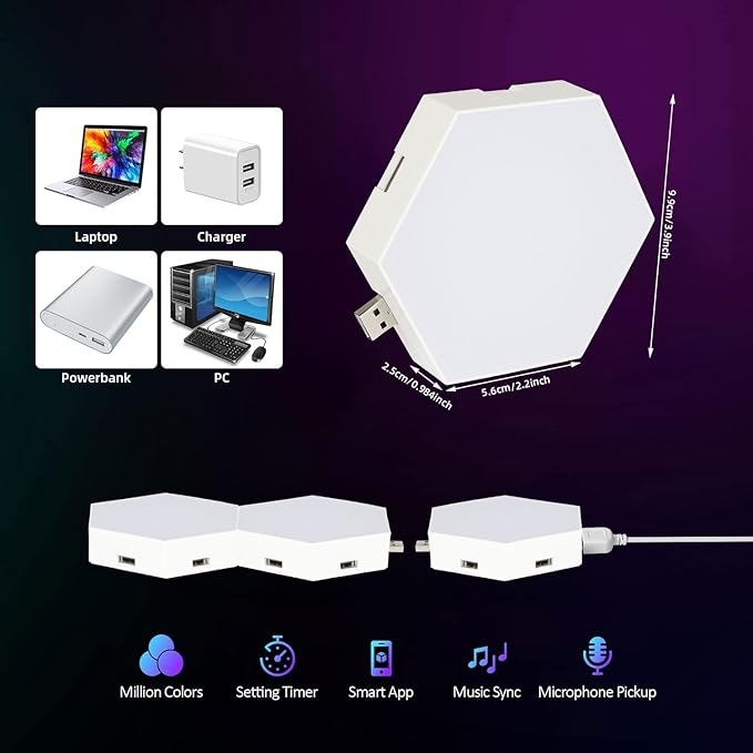 Vcwtty Hexagon Lights Wall Panels, Smart LED Wall Lights - Image 5