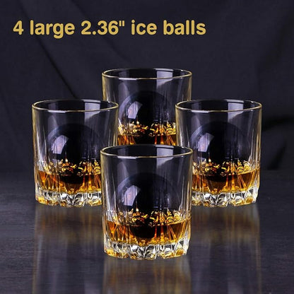 TINANA Crystal Clear Ice Ball Maker, 4 Cavity Large Clear Ice Balls Form - Image 3