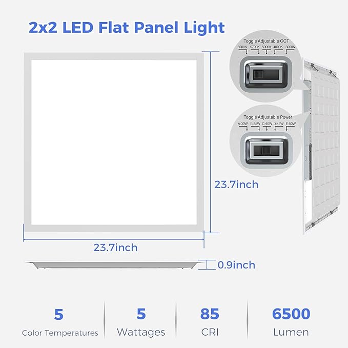 AIKVSXER 18 Pack 2x2 LED Flat Panel Light, Flush Mount Ceiling Light Kitchen - Image 6