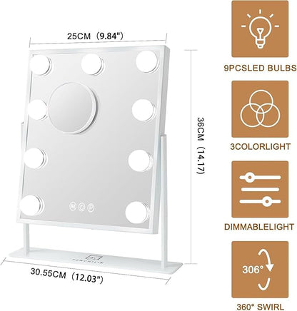 FENCHILIN Vanity Mirror with Light Lighted Makeup Mirror Vanity Makeup Mirror - Image 2