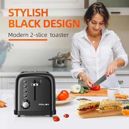 Black Toaster 2 Slice, Extra Wide Slot Toaster - Image 2