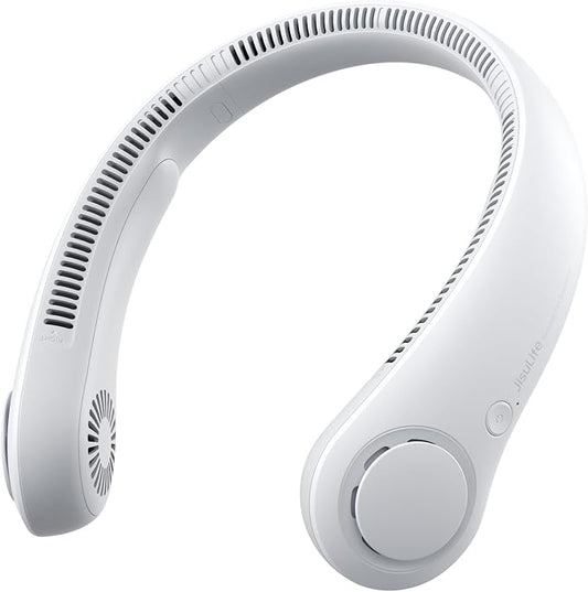 JISULIFE Portable Neck Fan, Hands-Free Bladeless, 5 Speeds, 4000 mAh Battery by LivechillStaycool