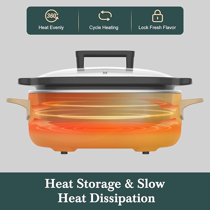 6 Quart Programmable Slow Cooker Removable Healthy Nonstick Pot - Image 5