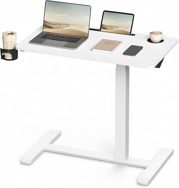 VASAGLE Overbed Table with Wheels, Mobile Standing Computer Desk, 31.5 x 17.7 by VASAGLEbySONGMICSHOME