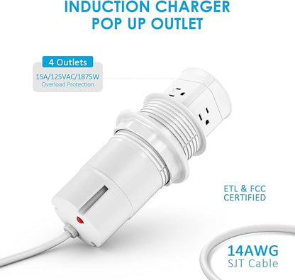 Jgstkcity Pop Up Outlet with 15W Wireless Charger, 4 Outlets 15A, Splash - Image 7