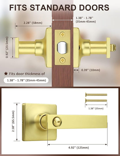 Mengico 10 Pack Gold Privacy Lever Door Handle Interior - Image 5