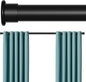 Tension Curtain Rod 43-124 Inches Extra Long Black Heavy Duty | Tension Rods Adjustable Curtain Rod No Drilling Spring Loaded Tension Rod for Windows Patio Curtains and Non Slip