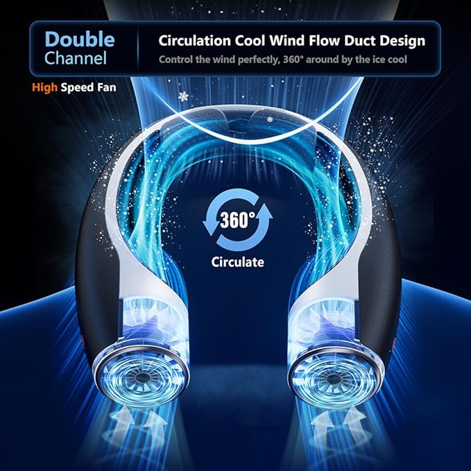 AI Neck Fan, 4 Speeds Adjustable Portable Personal Fan Rechargeable, 4000 mAh - Image 2