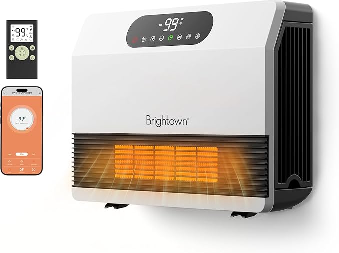 Brightown Wall Heater, Heater for Indoor Use 1500W, 5 Optional Modes, by Brightown