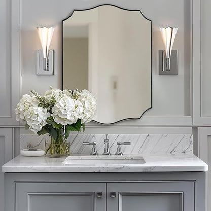 ANDY STAR Brushed Nickel Mirror, 24x32 Inch Unique Mirror by ANDYSTAR