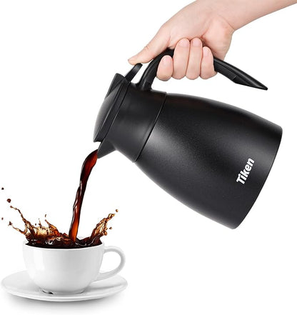 Tiken 34 Oz Thermal Coffee Carafe, Stainless Steel Insulated Vacuum Coffee - Image 6