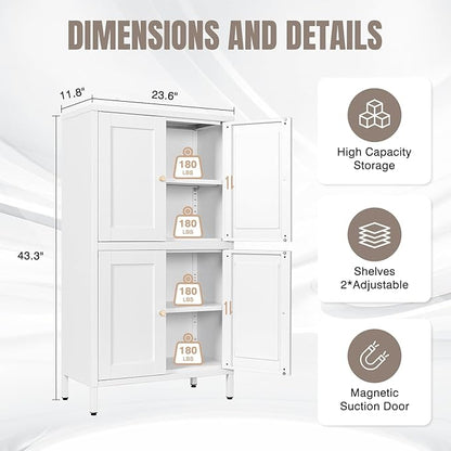 Yizosh Metal Pantry Cabinet, Tall Kitchen Pantry Storage Cabinet - Image 2