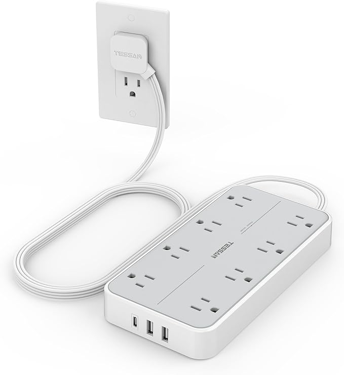 TESSAN Power Strip Surge Protector, Flat Plug Extension Cord by TESSAN