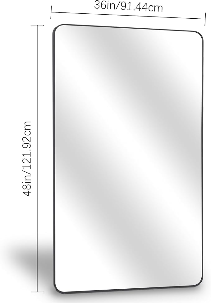 36" x 48"Bathroom Mirror, Matte Black Wall Mirror - Image 7