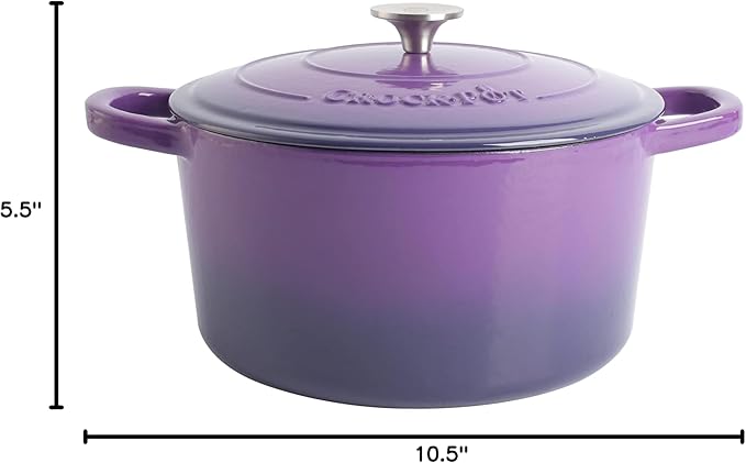 Crock-Pot Artisan 7-Quart Round Enameled Cast Iron Dutch Oven – Lavender Purple - Image 8