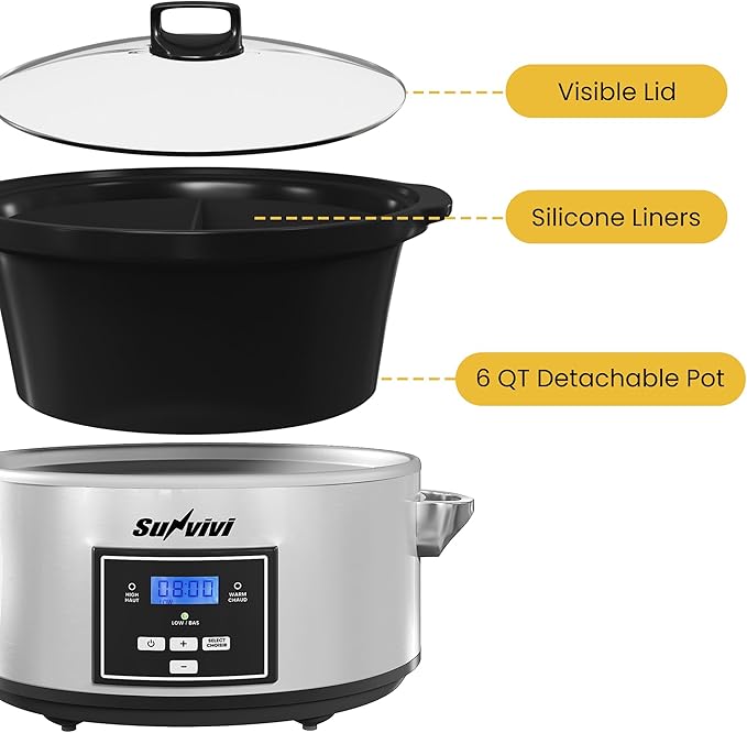 Sunvivi 6 Quart Programmable Slow Cooker - Image 8