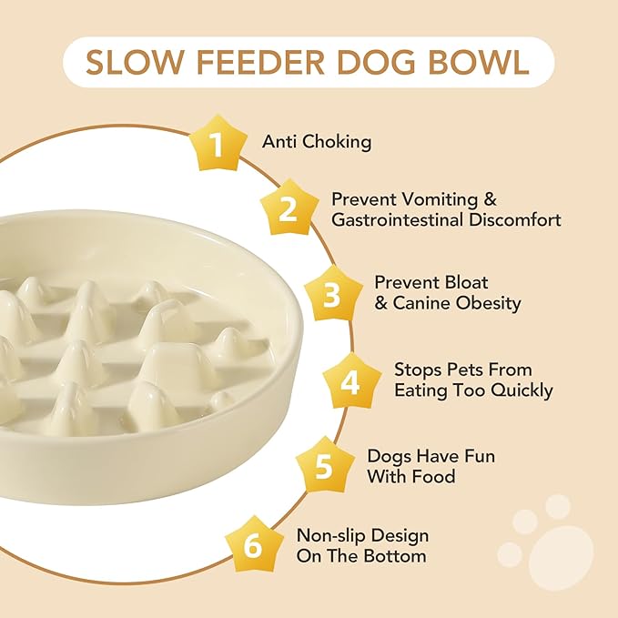Ceramic 1.6 Cup Dog Raised Slow Feeder Set, Elevated Bowl - Image 6