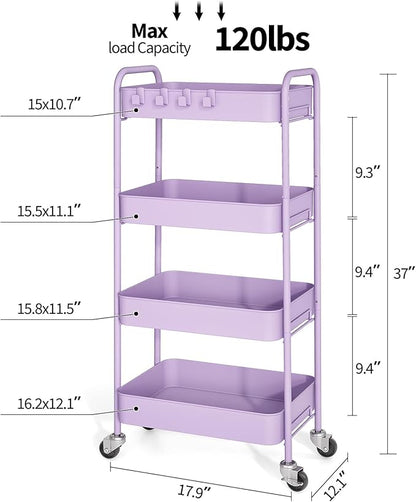 TOOLF 4-Tier Metal Rolling Cart - Image 2