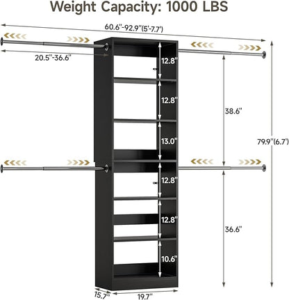 W1 Closet System, 3.5FT-7.7FT Closet Organizer System - Image 3