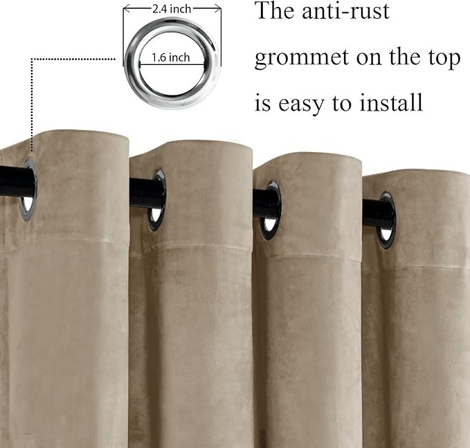 JIUZHEN Room Darkening Velvet Curtains 2 Panels Set, Luxury Window Treatment - Image 2