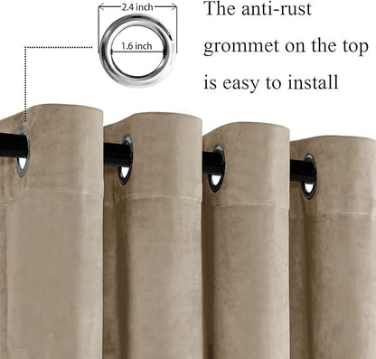 JIUZHEN Room Darkening Velvet Curtains 2 Panels Set, Luxury Window Treatment - Image 2