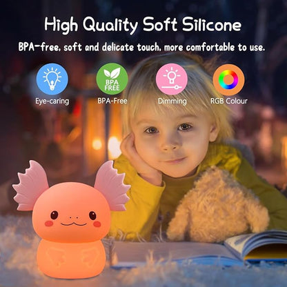 Axolotl Gifts Night Light for Kids, Cute Silicone Nursery Axolotl Lamp for Baby - Image 6