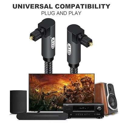 EMK 【Upgraded】 Double 90 Degree Optical Audio Cable Free-Rotating Toslink Plug - Image 6